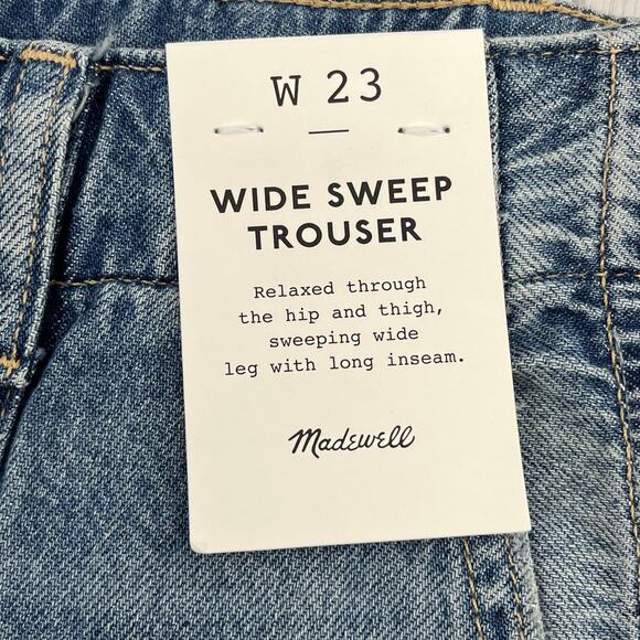 Madewell Wide Leg Sweep Trouser Relaxed Long Inseam High Rise Denim Jeans 23 - Picture 3 of 8